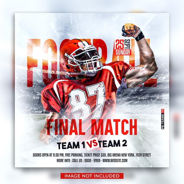 American football Match Day Flyer and social media post banner template