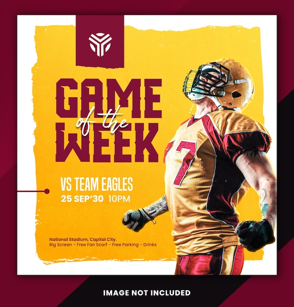 American football matchday flyer sports social media template