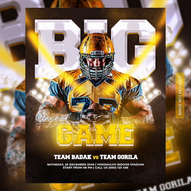 American football player flyer or social media template