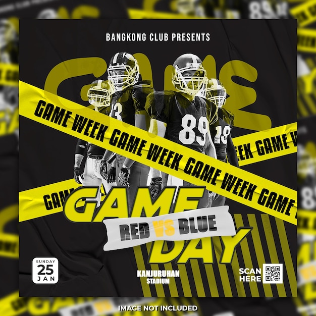 American football player flyer or social media template