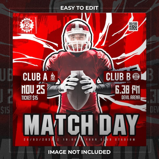 American football player flyer or social media template