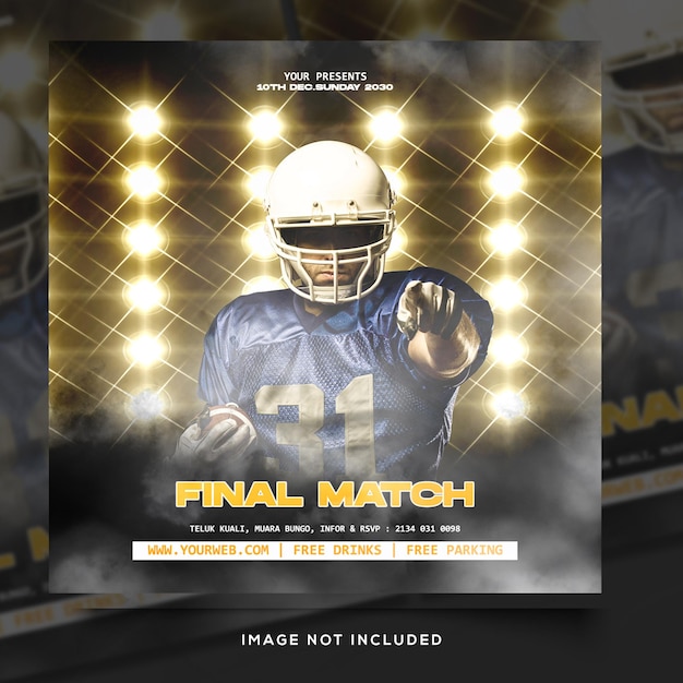 American football player flyer or social media template