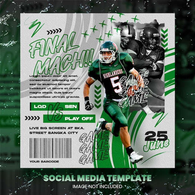 American football poster social media post template