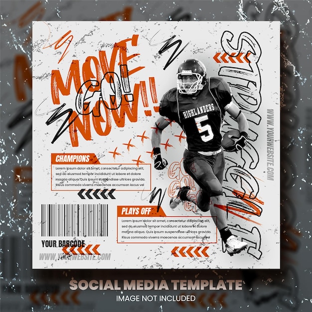 American football poster social media post template