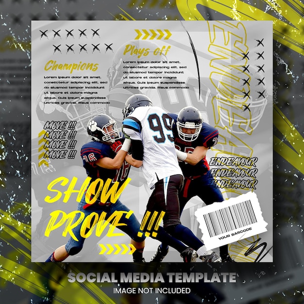 American football poster social media post template