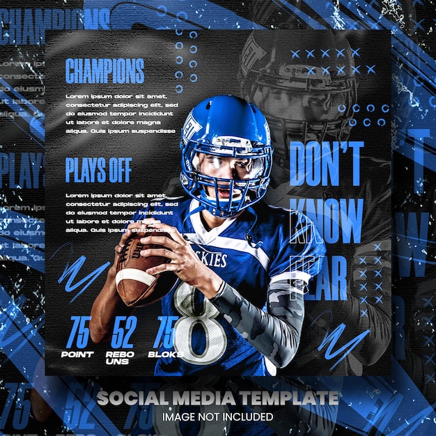 American football poster social media post template