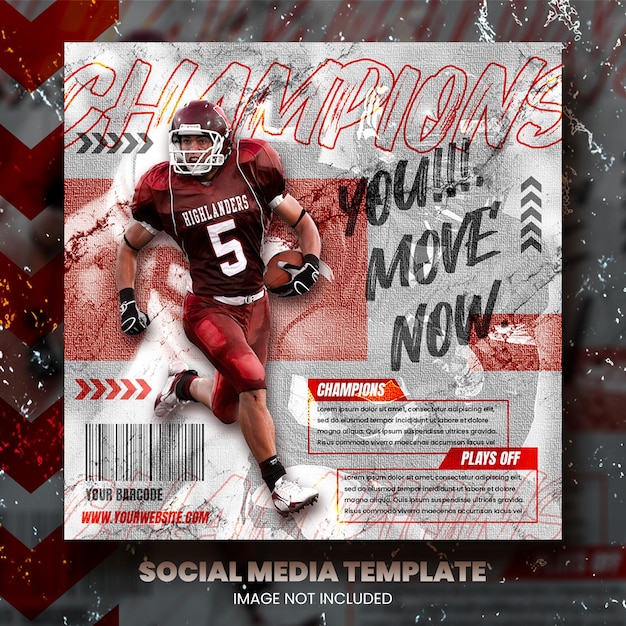 American football poster social media post template