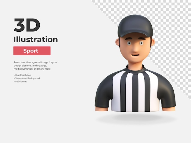 american football referee icon 3d illustration