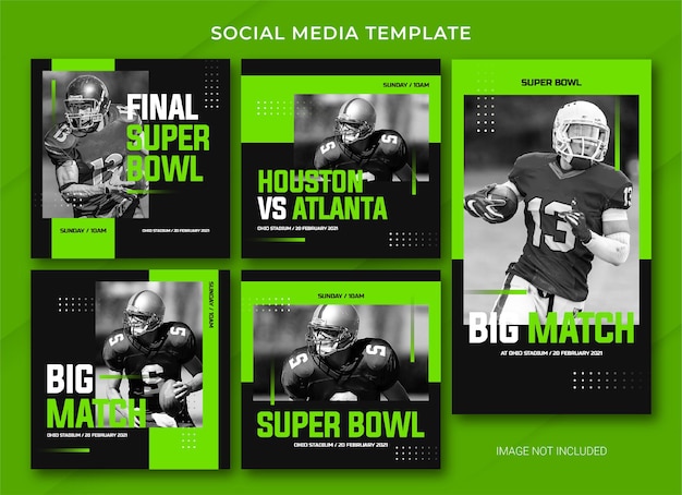 American Football Social Media post bundle template 