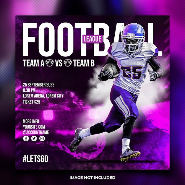 American football social media poster template