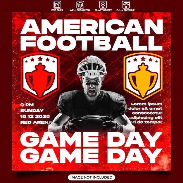 American football sport event flyer or social media template