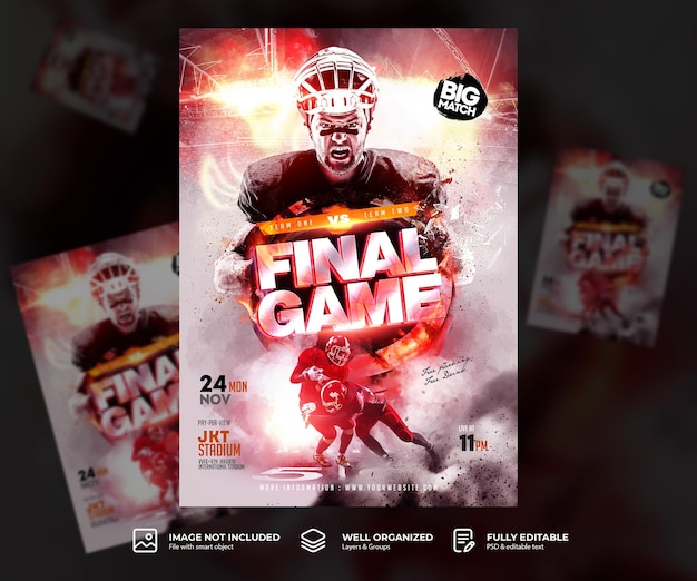 American football sport event flyer template