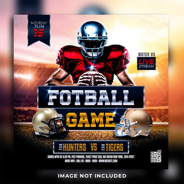 American football sport event social media post banner template