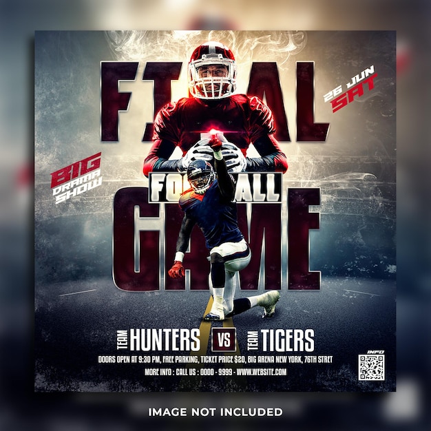 American football sport social media post banner template