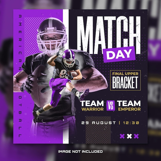 American Football sports match day banner flyer for social media post