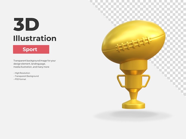 american football trophy icon 3d illustration