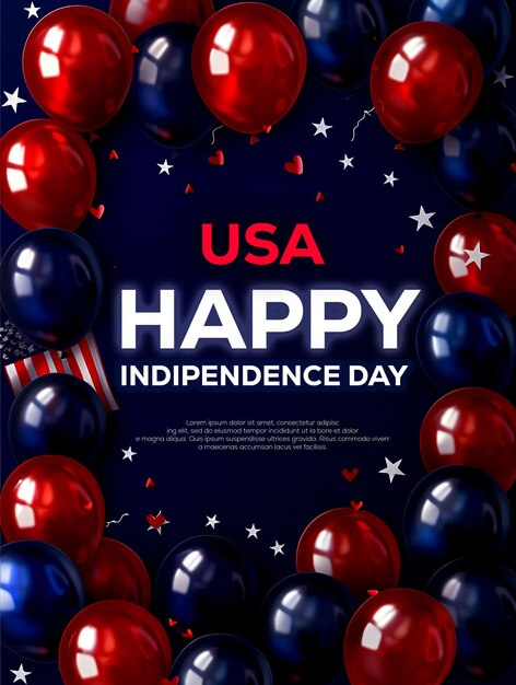 PSD american independents day 4th of july poster template