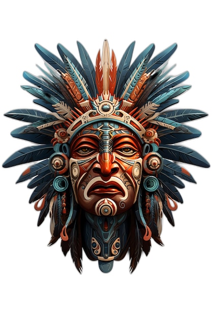 American native chief head mask isolated ai generated image