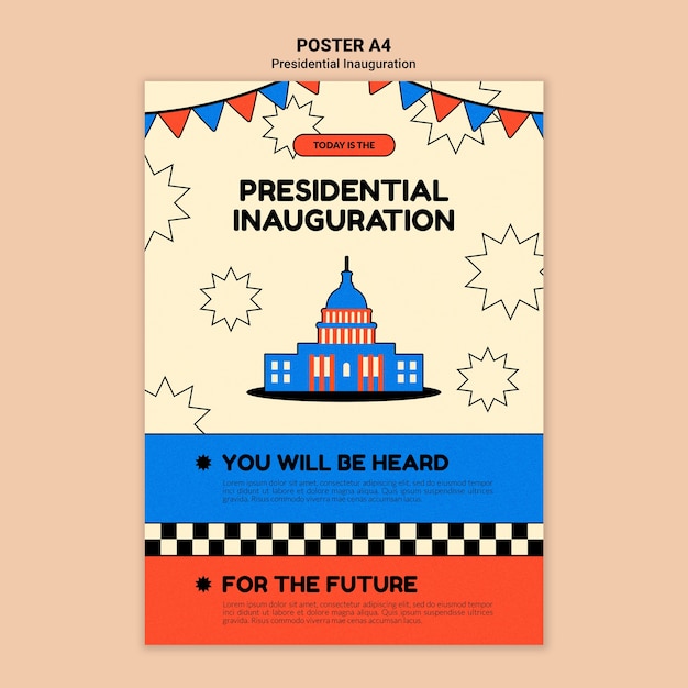 American presidential inauguration vertical poster template