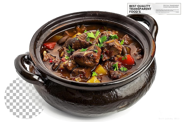 PSD american squirrel stew a rustic dish made with squirrel meat on transparent background