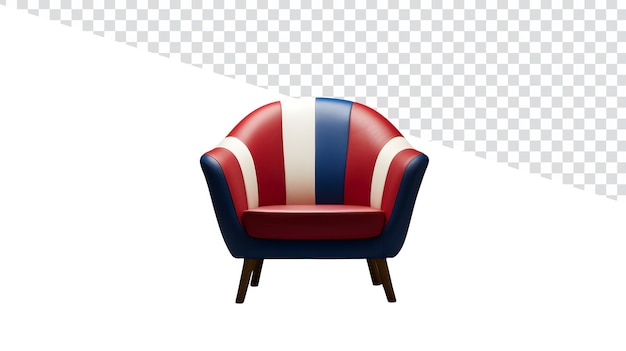 Americana Chic Eyecatching White Red and Blue Chair Presented in Product Photography