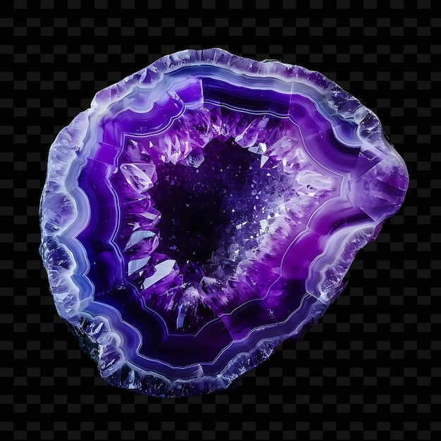 Amethyst Crystal With Geode Shape Purple Color and Transpare PNG Gradient Object on Dark Background