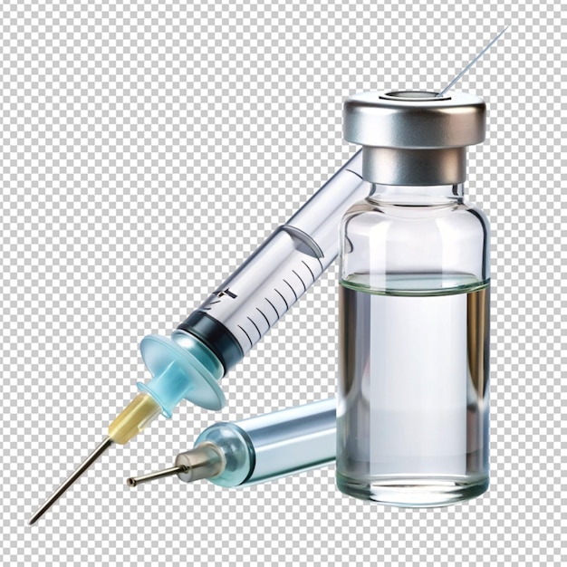 Ampoule with measles vaccine syringe with a dose isolated on transparent background