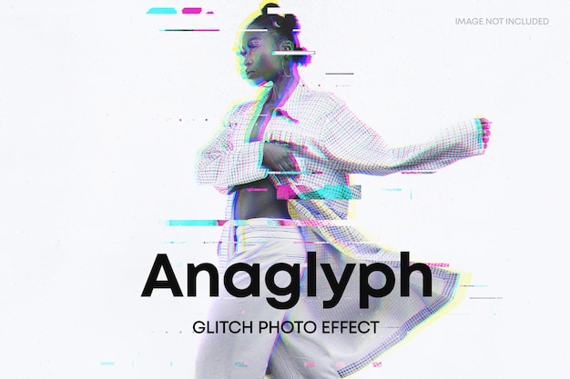 Anaglyph rgb glitch photo effect