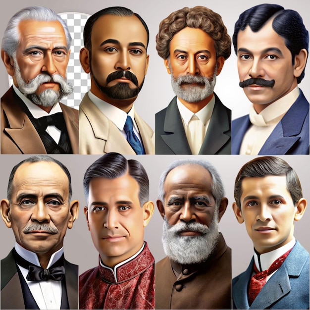 PSD ancestor photo vector set on transparent background