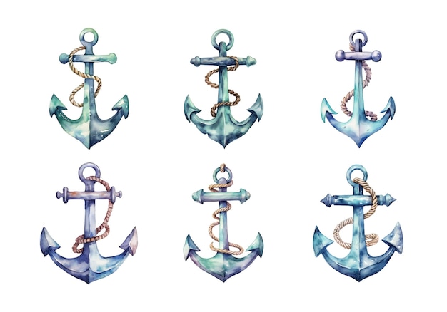 PSD anchor summer illustration watercolor style