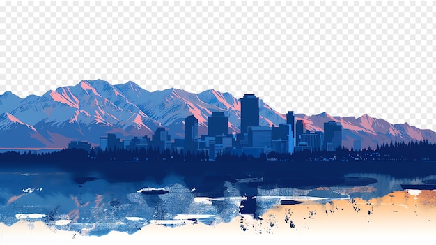 Anchorage city skyline isolated on transparent background