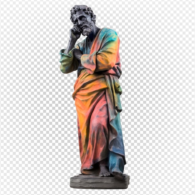 ancient greek philosopher statue isolated on transparent background generative ai