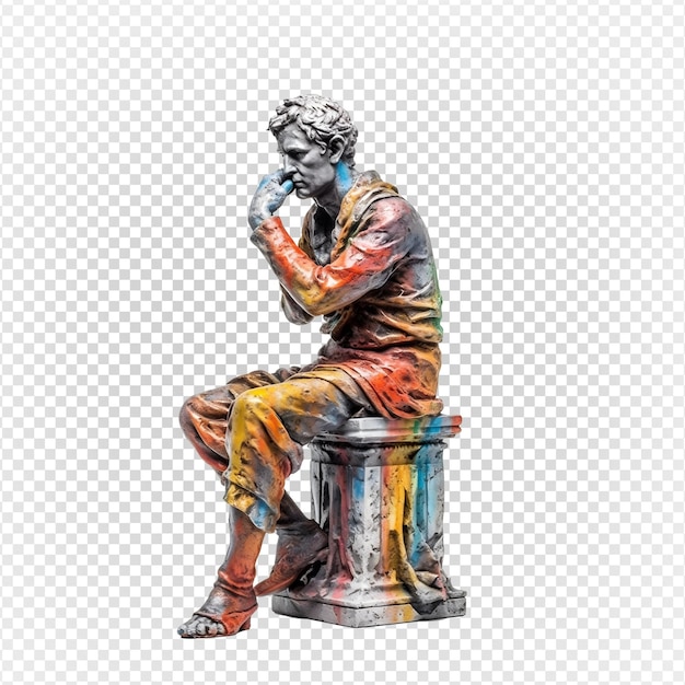 ancient greek philosopher statue isolated on transparent background generative ai