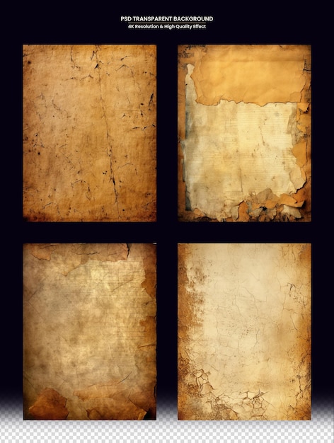 ancient parchment paper with torn edges Transparent background