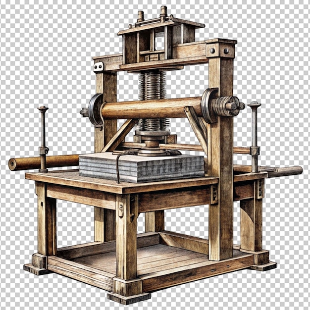 ancient printing press antique machine hand drawn