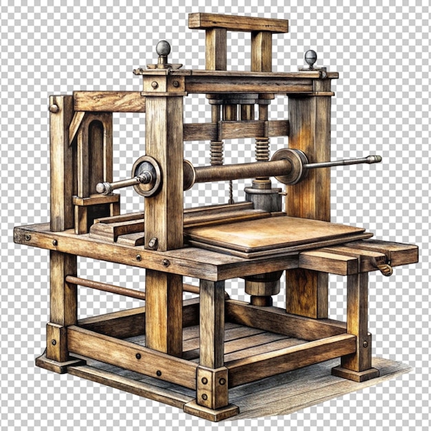 ancient printing press antique machine hand drawn