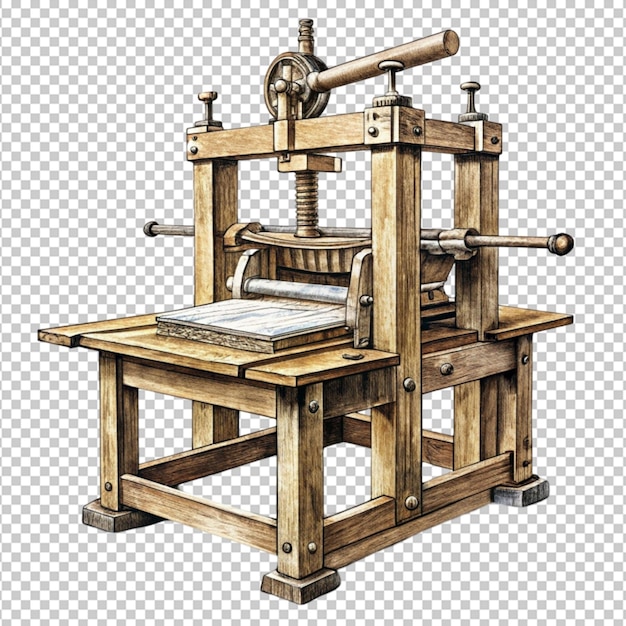 ancient printing press antique machine hand drawn