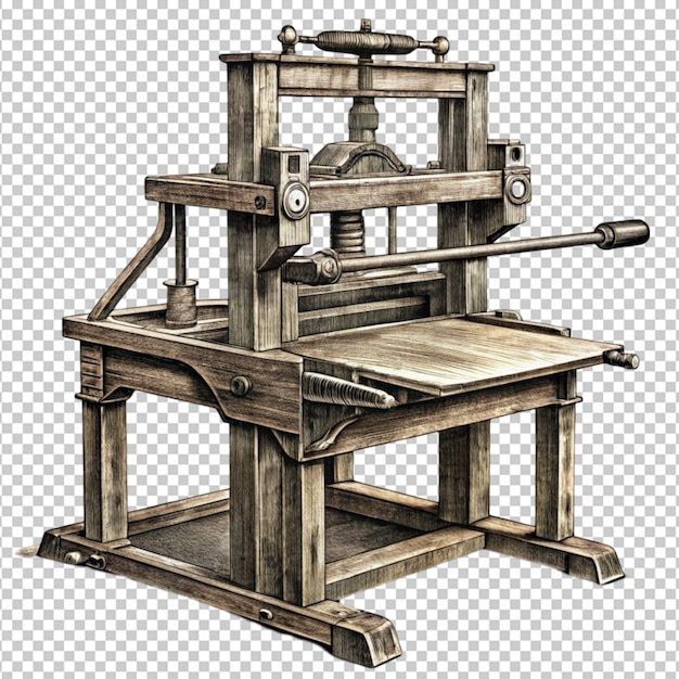 ancient printing press antique machine hand drawn