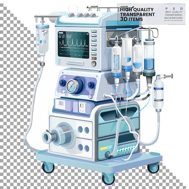 PSD anesthesia machines deliver anesthetic gases to patients on transparent background