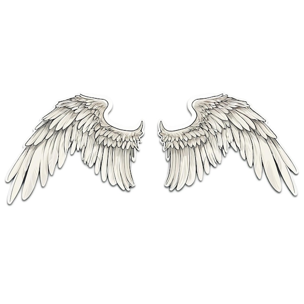 PSD angel wings cute sticker isolated on transparent background