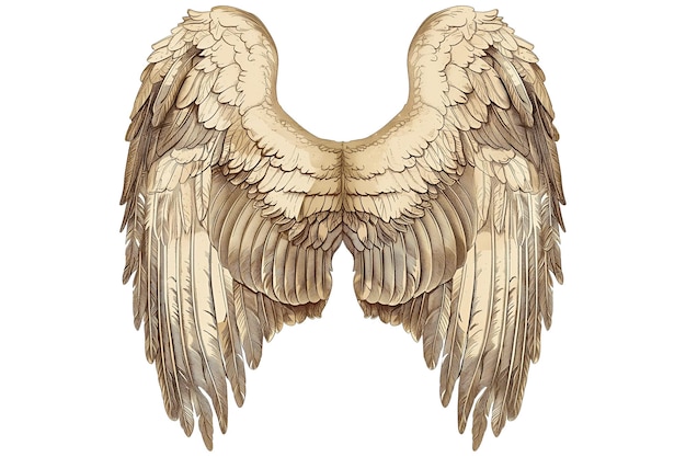 PSD angel wings in vintage handpainted style