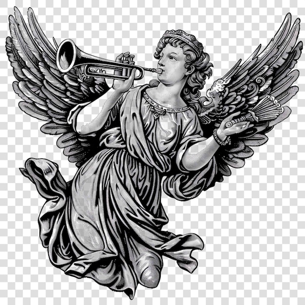 PSD angel with trumpet christian illustration