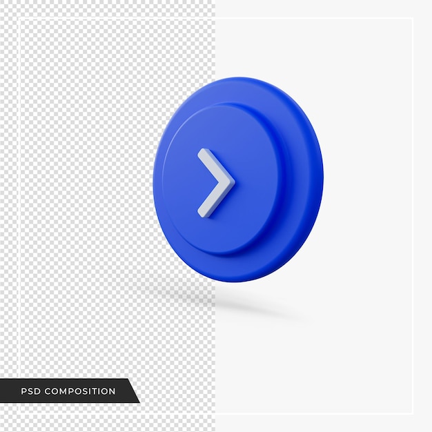 Angle arrow pointing to right blue 3d render