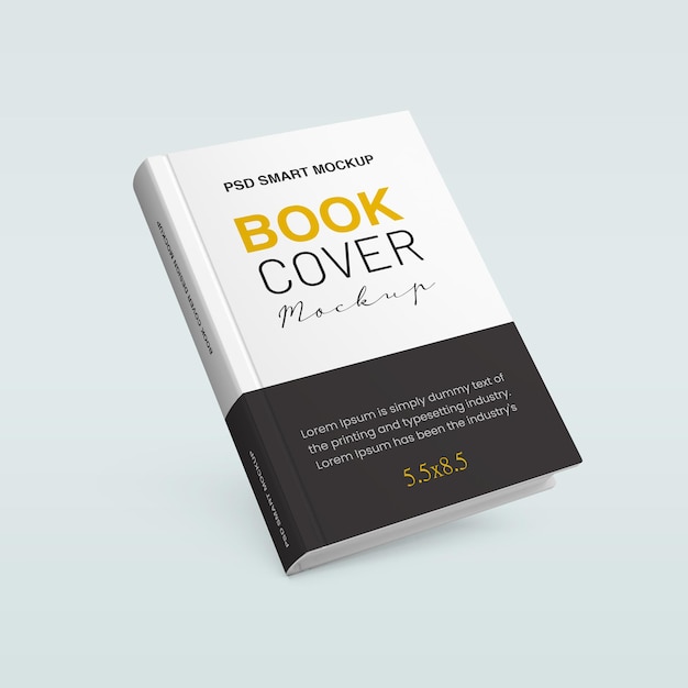 Angle view book cover mockup design with a perspective view