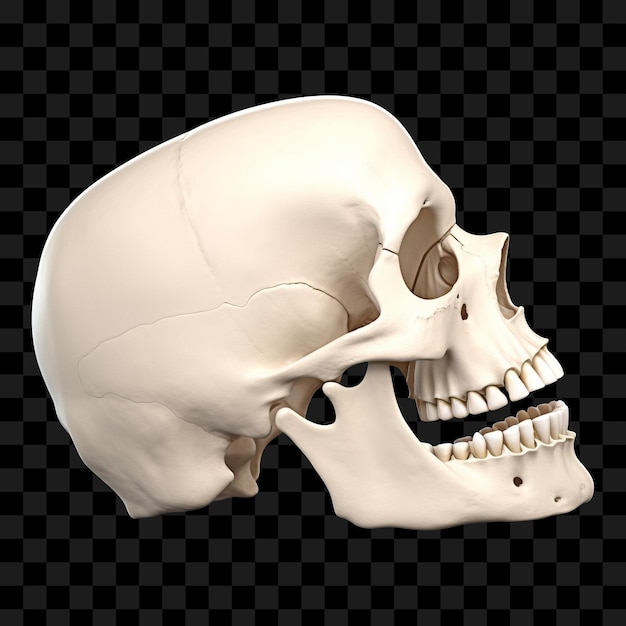 Angled skull bone isolated on transparent background PNG