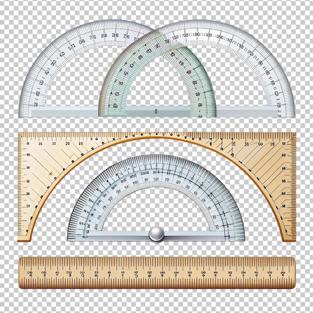 PSD angles measuring tool set round protractors scale degrees measure metric rulers set equipment protra