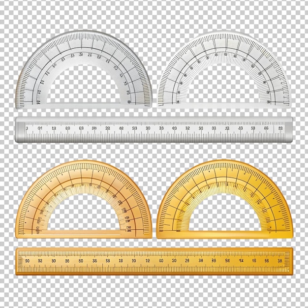 PSD angles measuring tool set round protractors scale degrees measure metric rulers set equipment protra