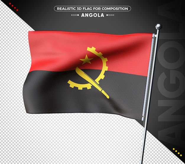 Angola 3D flag with realistic texture