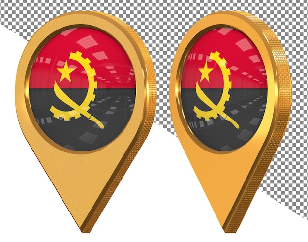 Angola Location Icon Flag Isolated with Different Angled 3D Rendering