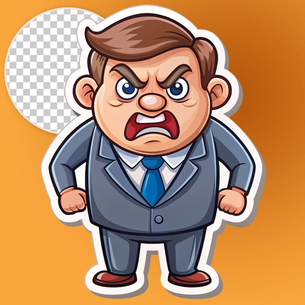 PSD angry boss cartoon vector illustration sticker